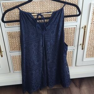 LOFT Navy Lace Tie-Back Camisole